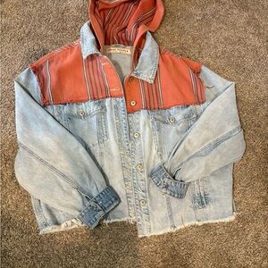 Free People Coral and Blue Striped Jacket